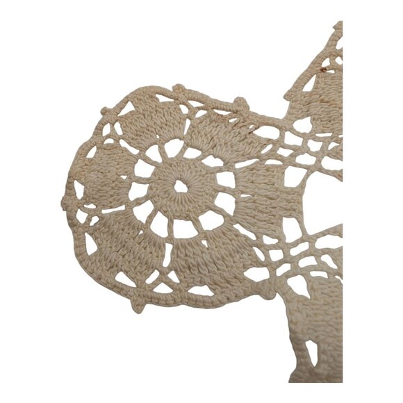 VTG 2 Handmade Crochet Doilies Ivory Lace Table Decor Dresser Scarf Placemats - Picture 6 of 6